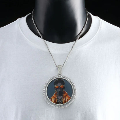 Photo Pendant Necklace Rotating Frame Zircon for Men | Caratix Jewelry - CaratixJewelry