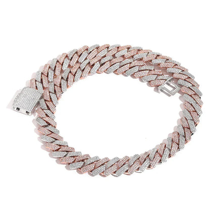 Custom 18mm Three-Row Cuban Chain Necklace Zircon - CaratixJewelry