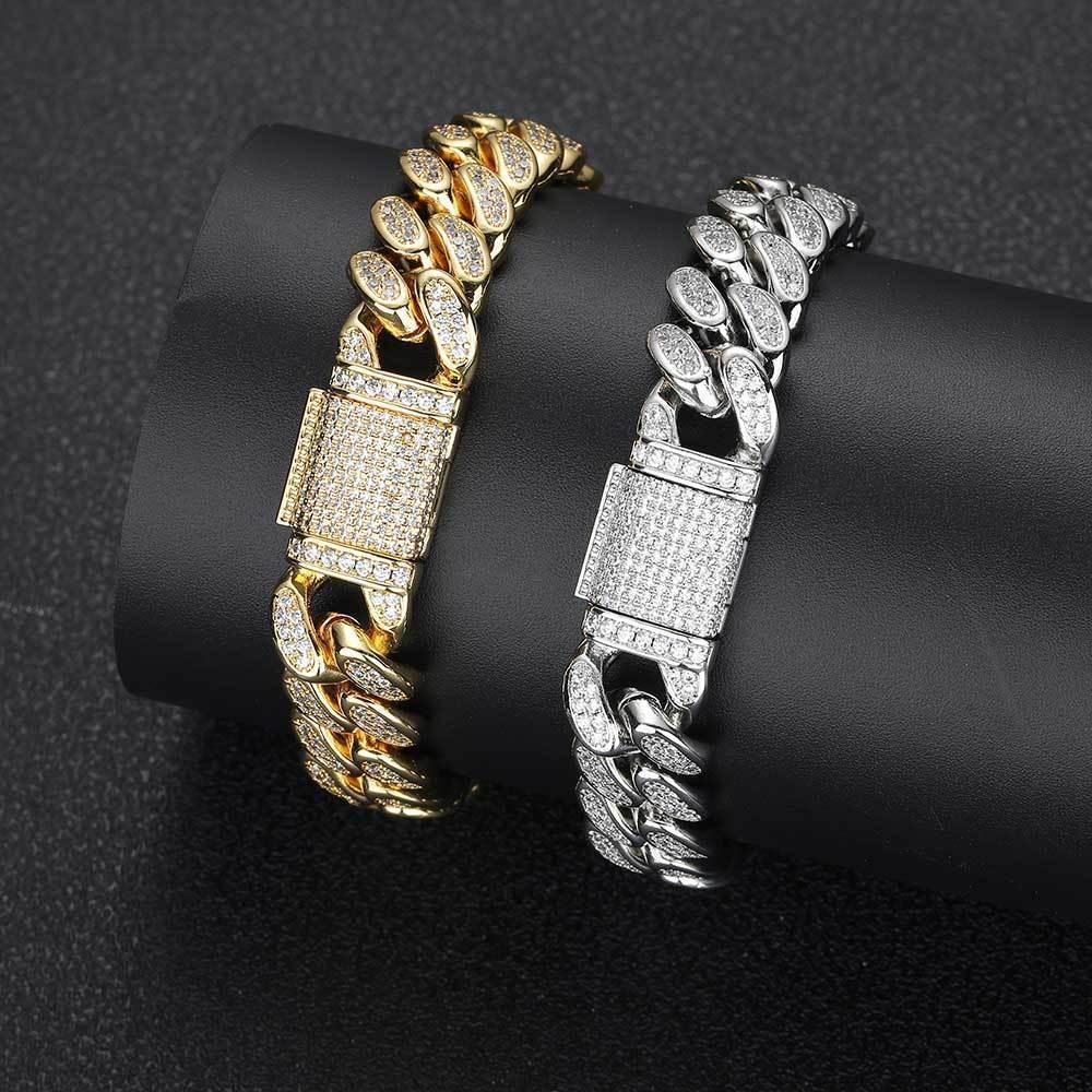 12mm Double Row Zircon Cuban Chain Bracelet - CaratixJewelry