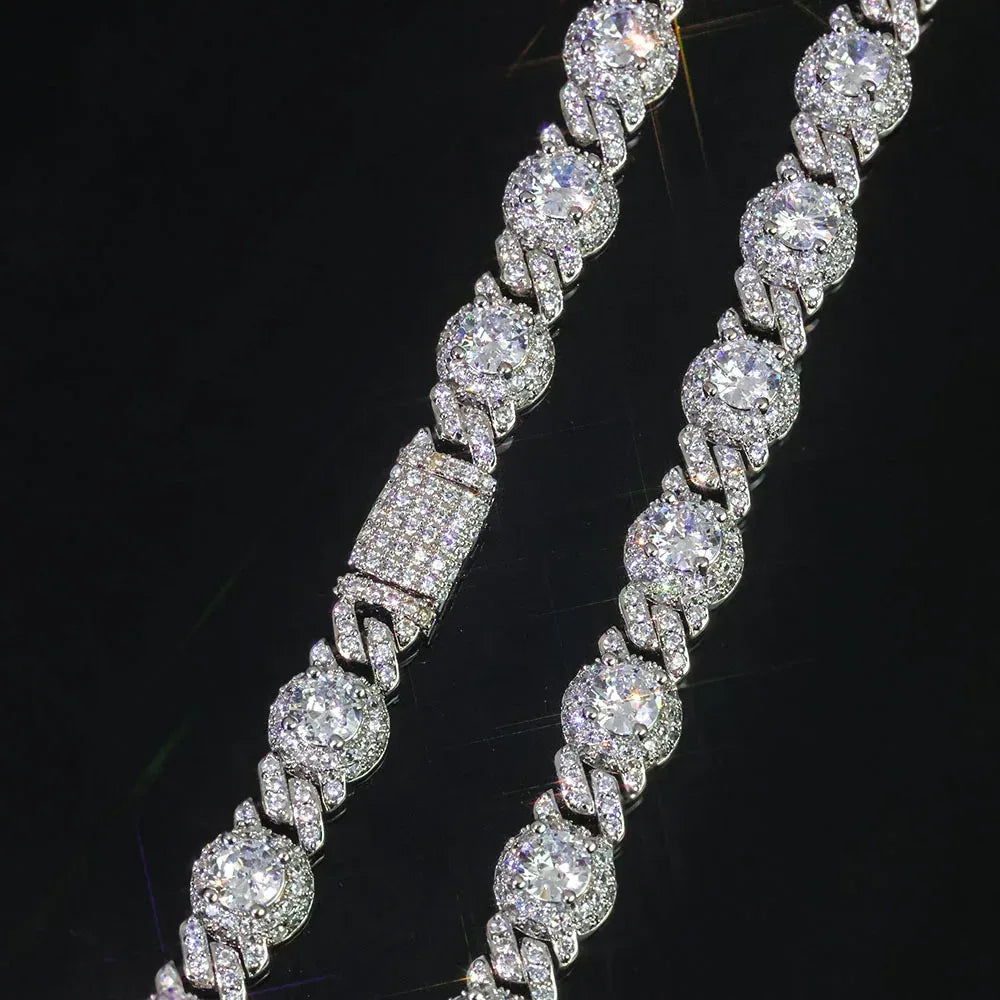 7.5mm Moissanite Bead Chain Necklace – S925 Sterling Silver Minimalist Luxury Hip Hop Jewelry - CaratixJewelry