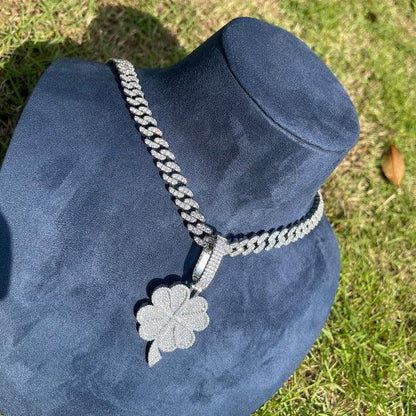 Iced Out Floral Petal Necklace | Men's & Women's Premium CZ Hip Hop Jewelry - CaratixJewelry