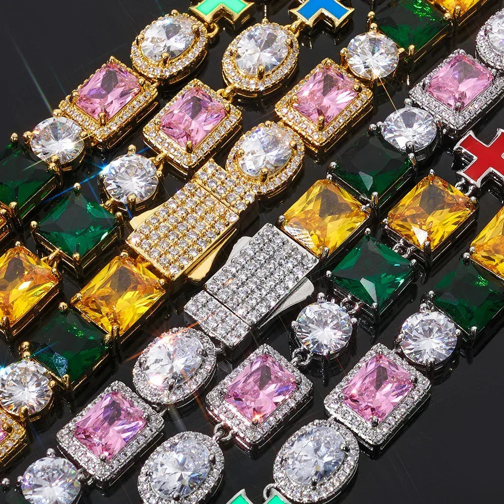 10mm Cross Color Zircon Hip Hop Necklace Rapper Iced Out Chain Style | Caratix Jewelry - CaratixJewelry