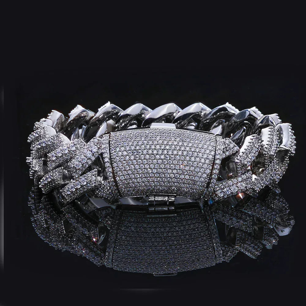Custom 20mm Triple-Row Rhombus Cuban Chain - CaratixJewelry