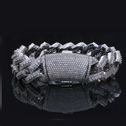Custom 20mm Triple-Row Rhombus Cuban Chain - CaratixJewelry