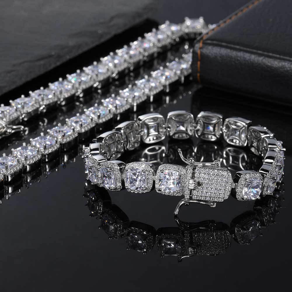 10mm Square Tennis Chain Bracelet with Micro-Paved Square Zircon for Men | Caratix Jewelry - CaratixJewelry
