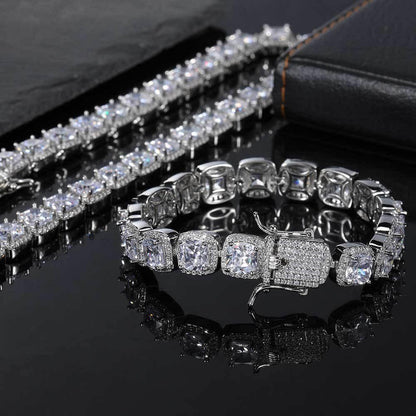 10mm Square Tennis Chain Bracelet with Micro-Paved Square Zircon for Men | Caratix Jewelry - CaratixJewelry