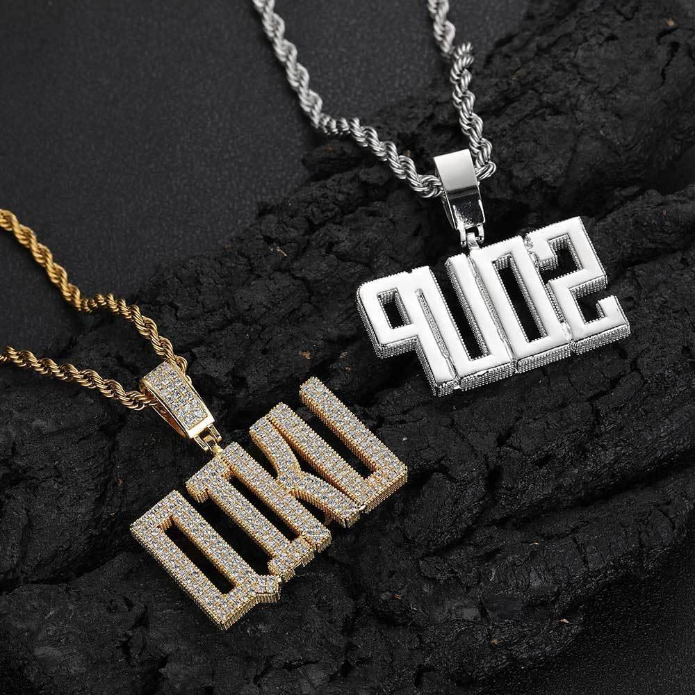 Custom Letter Pendant Necklace with Copper Frame and Zircon Stones for Men | Caratix Jewelry - CaratixJewelry