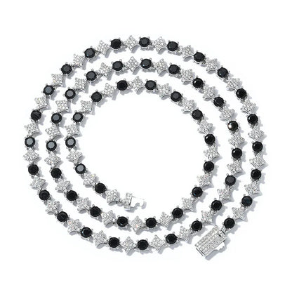 Hip Hop S925 Silver Star CZ Tennis Necklace – Full Bling Custom Design, Unique Silver Jewelry | Caratix Jewelry - CaratixJewelry