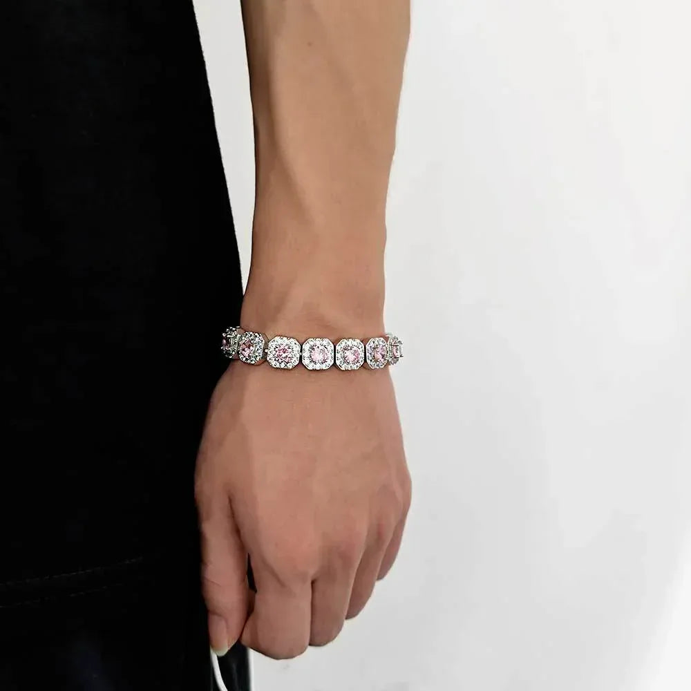12mm Iced Out Candy Cuban Bracelet Colorful Zircon Hip Hop Jewelry for Men | Caratix Jewelry - CaratixJewelry