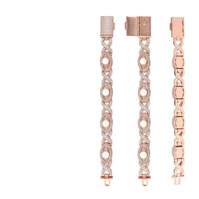 15mm Moissanite Cuban Link Bracelet with Figure-8 Clasp – S925 Sterling Silver Iced-Out Hip Hop Streetwear Jewelry - CaratixJewelry