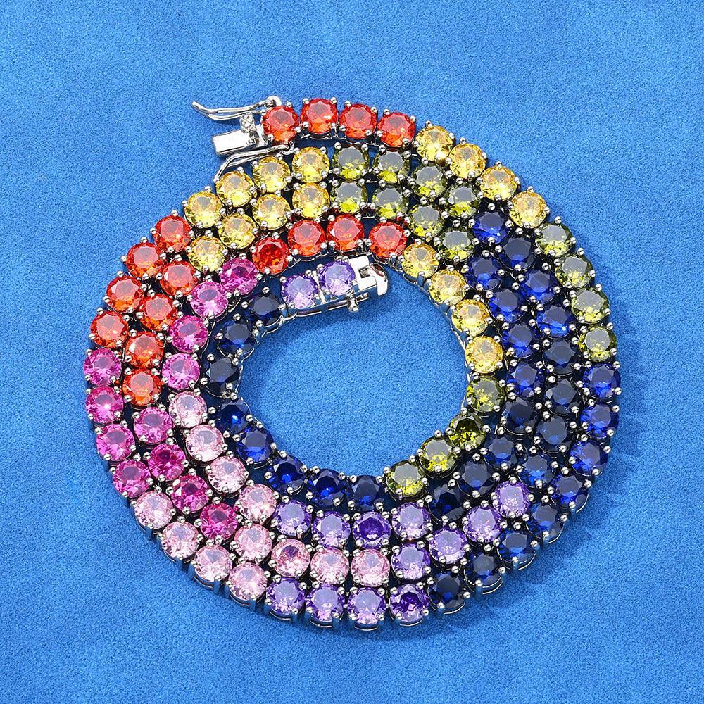 5mm Colorful Zircon Tennis Chain Necklace Hip Hop Bling | Caratix Jewelry - CaratixJewelry