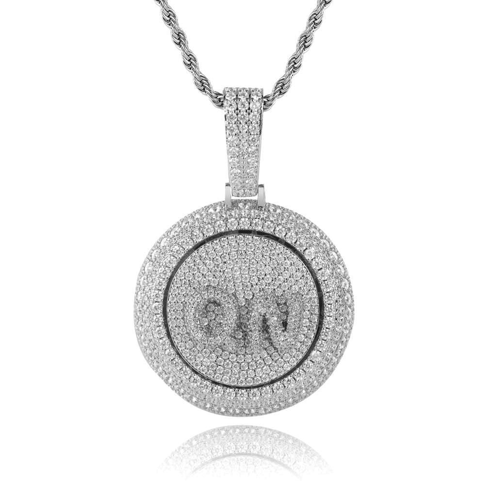 Custom Rotating Letter Pendant Necklace with Micro-Pave Zircon Stones for Men | Caratix Jewelry - CaratixJewelry