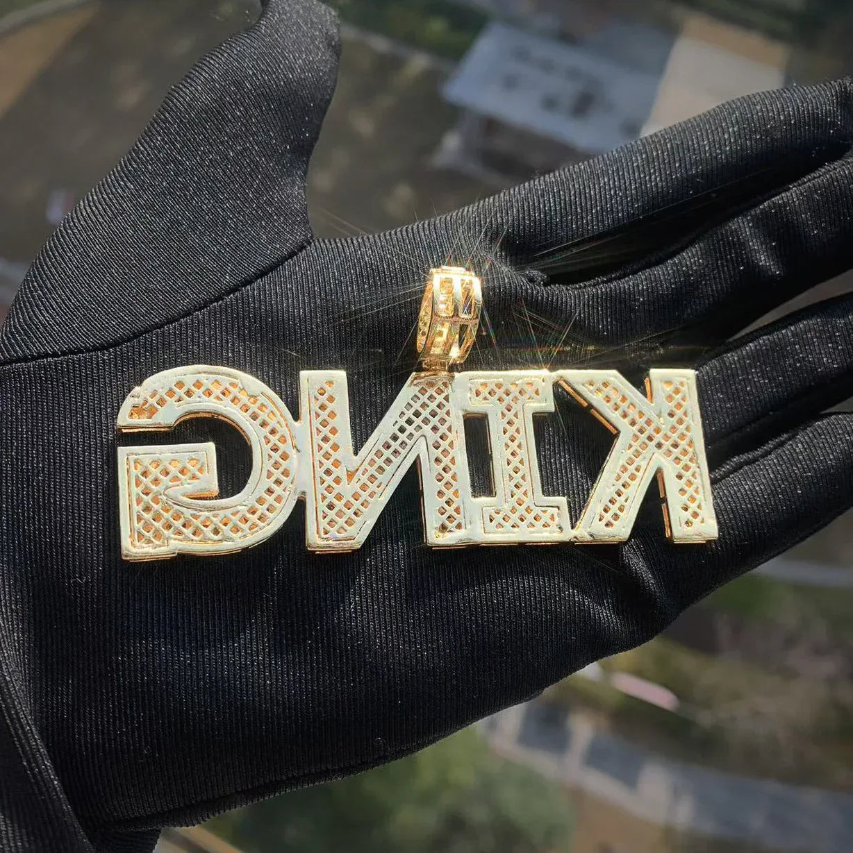 KING Letter Pendant Necklace | Iced Out CZ Hip Hop Unisex Fashion Jewelry - CaratixJewelry