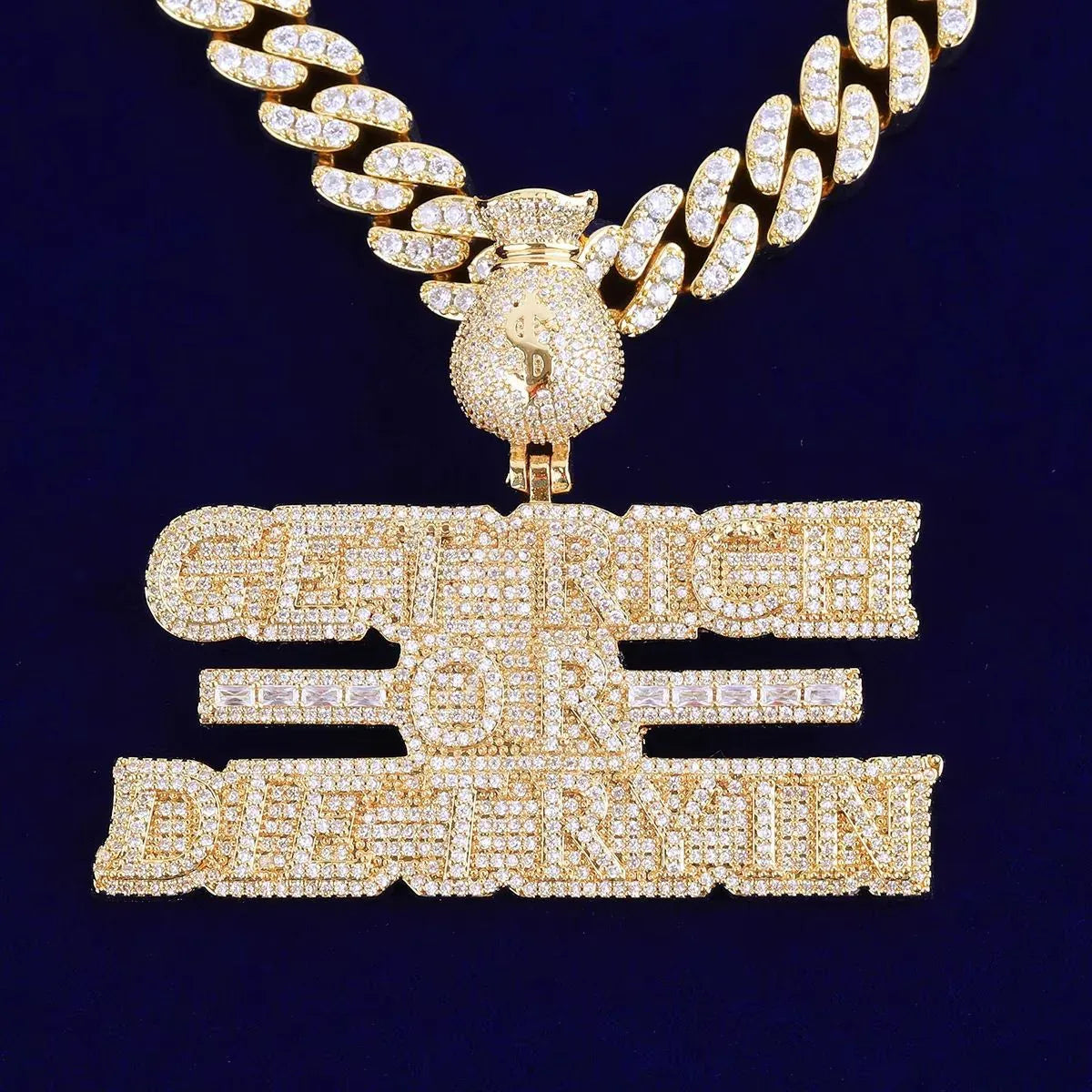 Women's Manifestation Hustle Necklace | Premium Copper CZ Money Motto Jewelry - CaratixJewelry