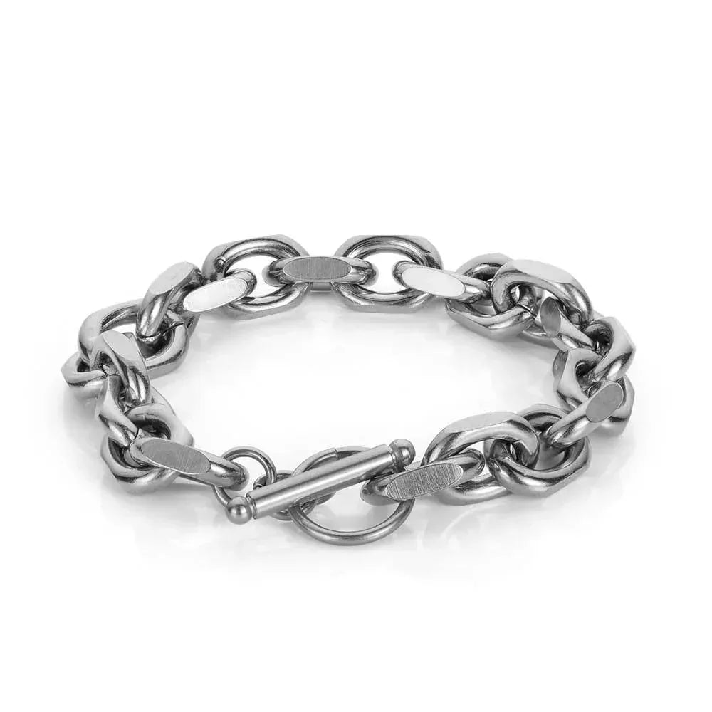 Cross O-Link Stainless Steel Bracelet with Gold Plating for Men | Caratix Jewelry - CaratixJewelry