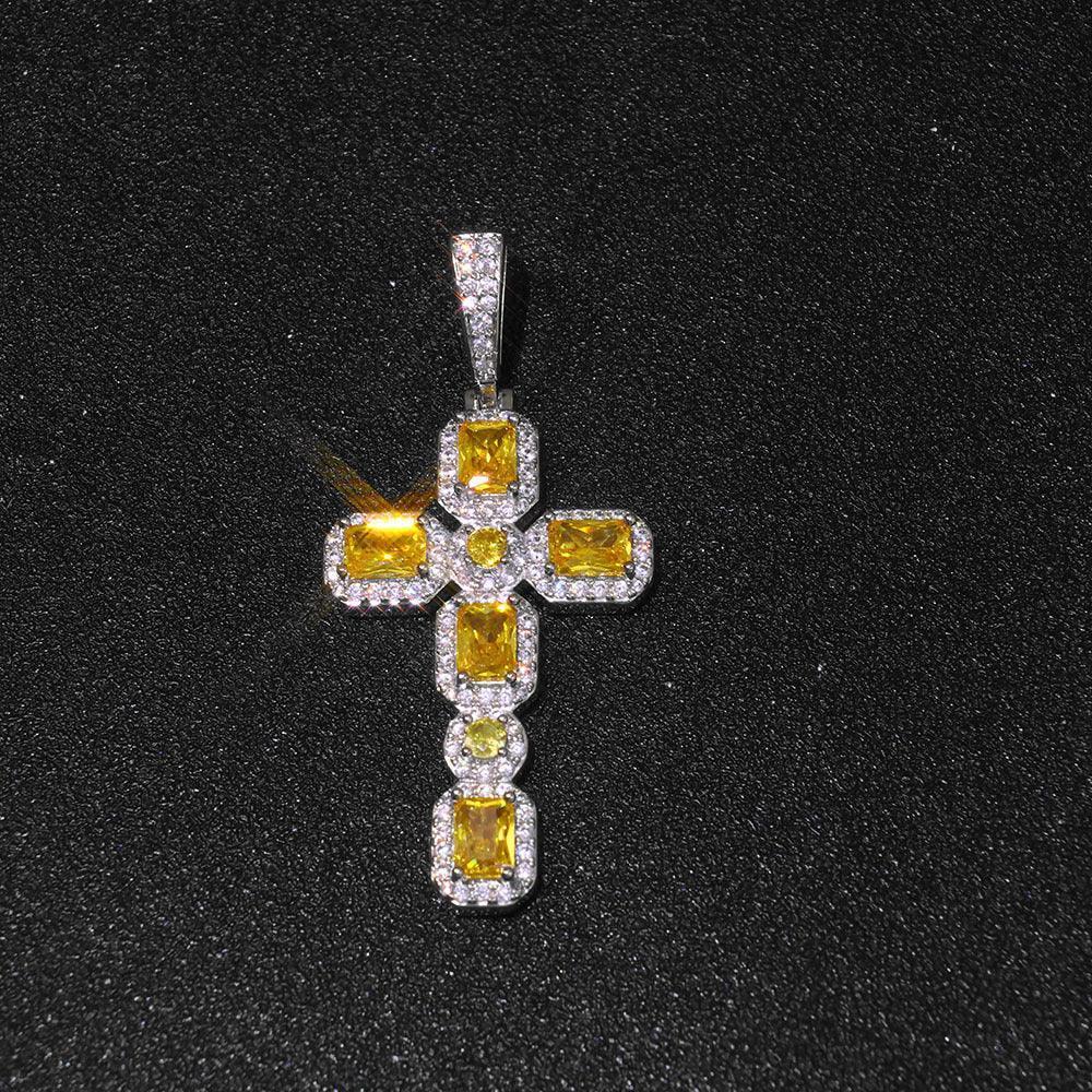 Iced Sugar Cut Cross Pendant Necklace Zircon for Men | Caratix Jewelry - CaratixJewelry