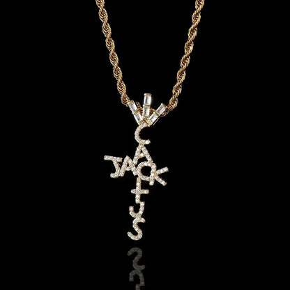 Custom Full Cross Pendant Necklace with Zircon Stones for Men | Caratix Jewelry - CaratixJewelry