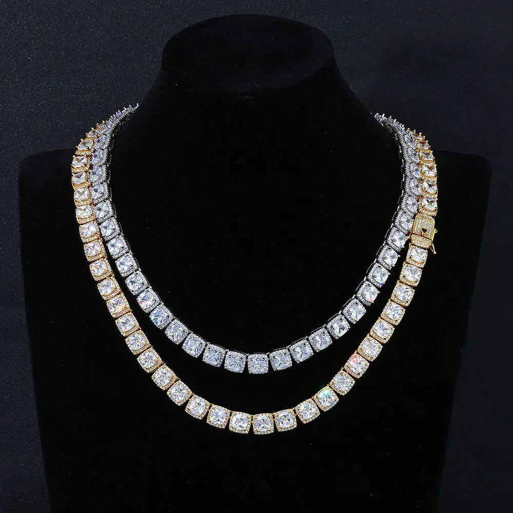 10mm Square Zircon Tennis Chain Necklace Hip Hop Bling | Caratix Jewelry - CaratixJewelry