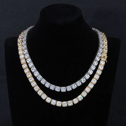 10mm Square Zircon Tennis Chain Necklace Hip Hop Bling | Caratix Jewelry - CaratixJewelry