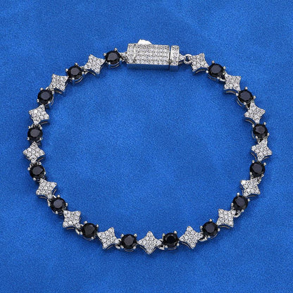 Custom 6mm 18K Gold Moissanite Star Bracelet | Women's Luxury Hip Hop Bling | Caratix - CaratixJewelry