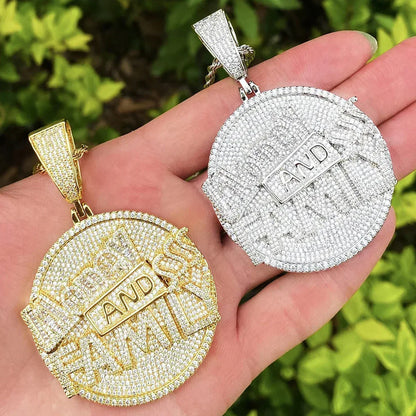 Iced Out "Money and Family" Pendant | Men's Real Copper CZ Necklace - CaratixJewelry
