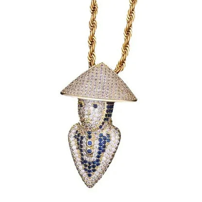 Iced Out Mortal Kombat Character Pendant | Men's Gamer Hip Hop Necklace | Premium Copper CZ Fighter Jewelry | Arcade Legend Bling | Caratix - CaratixJewelry