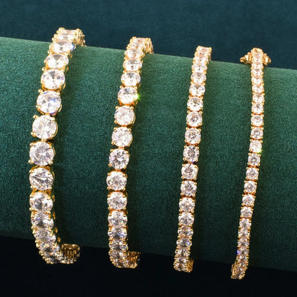 Tennis Chain Bracelet with Copper & Zircon | Trendy Single Row Hip Hop Jewelry | Caratix Jewelry - CaratixJewelry