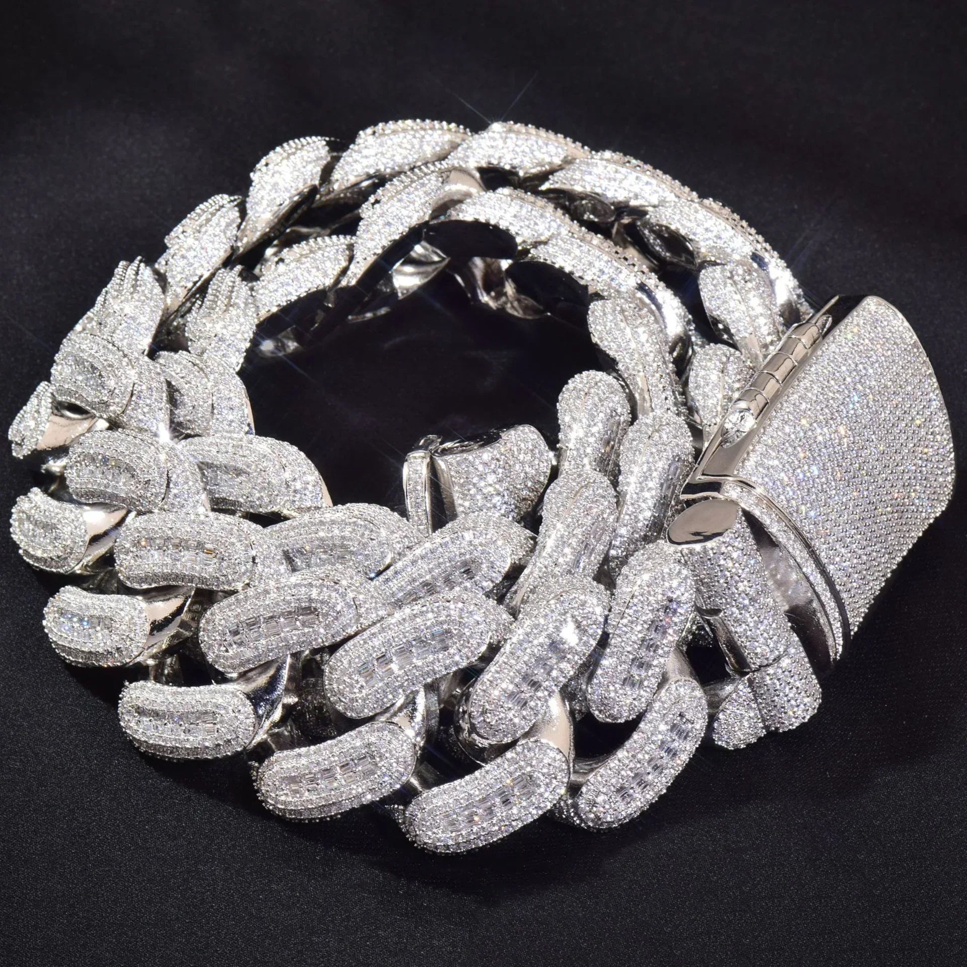 28mm Iced Out T-Shape Cuban Chain Necklace with Slanted Clasp | Unisex Hip Hop Jewelry | Caratix Jewelry - CaratixJewelry