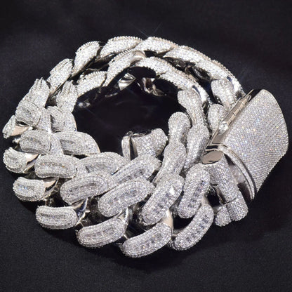 28mm Iced Out T-Shape Cuban Chain Necklace with Slanted Clasp | Unisex Hip Hop Jewelry | Caratix Jewelry - CaratixJewelry