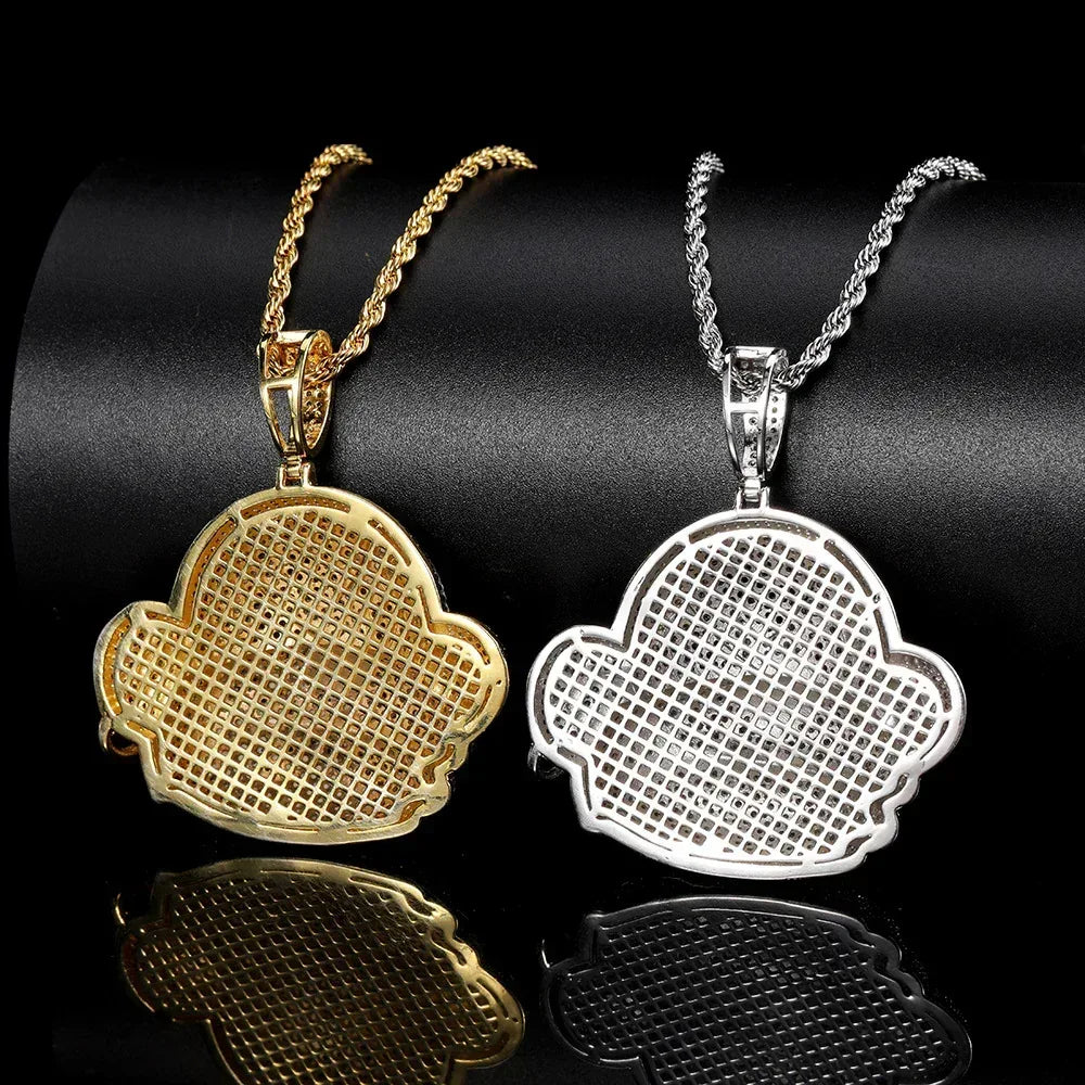 Street Gorilla Pendant Necklace with Copper Frame and Zircon Stones, Gold Plated for Men | Caratix Jewelry - CaratixJewelry