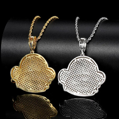 Street Gorilla Pendant Necklace with Copper Frame and Zircon Stones, Gold Plated for Men | Caratix Jewelry - CaratixJewelry