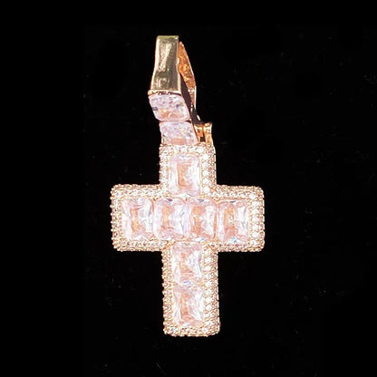 New Drop: Iced Out Mixed-Cut Cross Pendant | Men's Baguette & Round CZ Necklace - CaratixJewelry