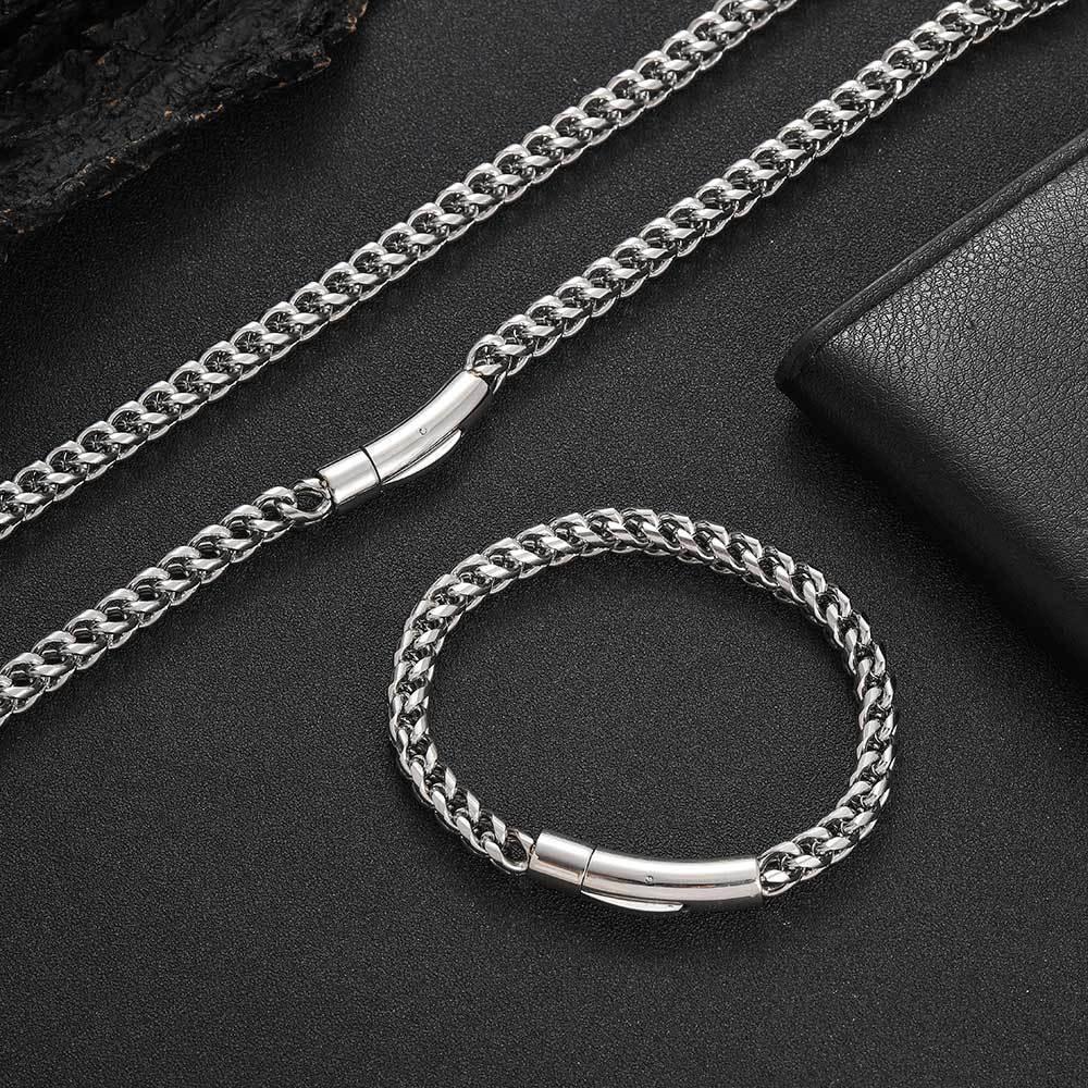 6mm Cuban Chain Necklace Stainless Steel Titanium Gold Chain Rapper Style | Caratix Jewelry - CaratixJewelry