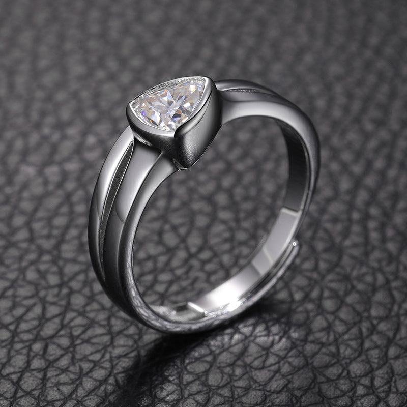 Adjustable Triangle Moissanite Ring S925 Open Band | Caratix