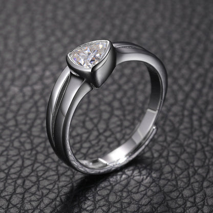 Adjustable Triangle Moissanite Ring S925 Open Band | Caratix