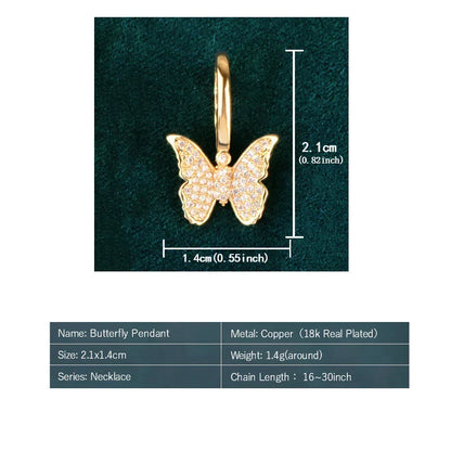 Mini Butterfly Pendant Necklace | CZ Hip Hop Unisex Streetwear Jewelry - CaratixJewelry