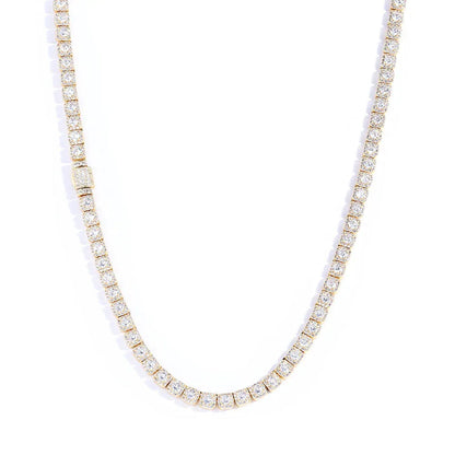 Custom 5mm S925 Silver Baguette Necklace | Flip-Clasp Hip Hop Bling for Women | Caratix - CaratixJewelry
