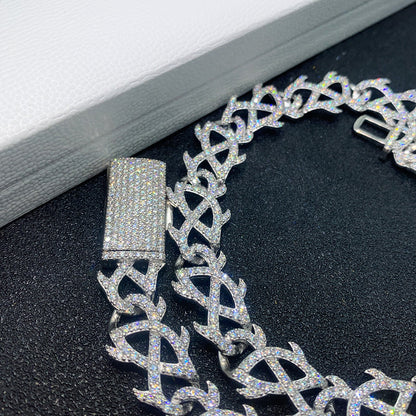 15mm S925 Sterling Silver Moissanite Cuban Link Chain | Heavyweight Iced Out Necklace | Caratix