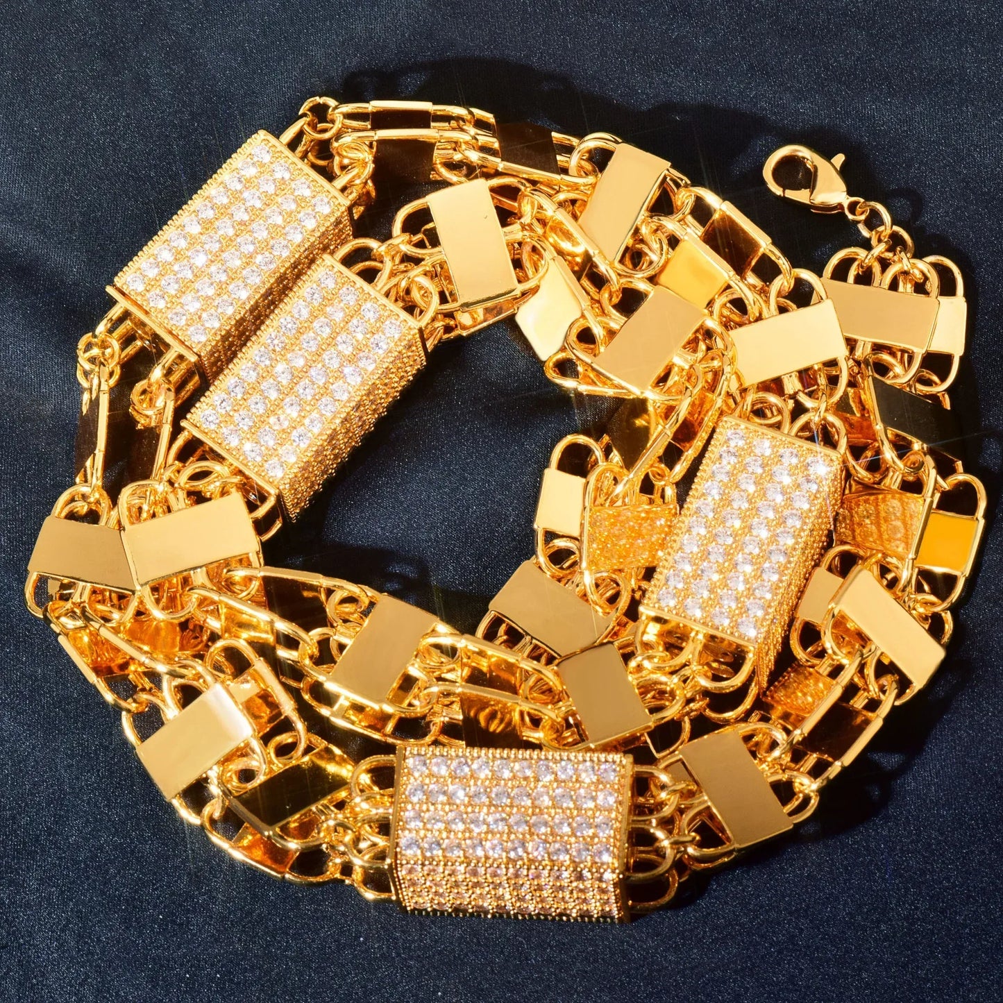 Square Box Chain Necklace with Copper & Zircon | Trendy Hip Hop Jewelry | Multiple Sizes | Caratix Jewelry - CaratixJewelry