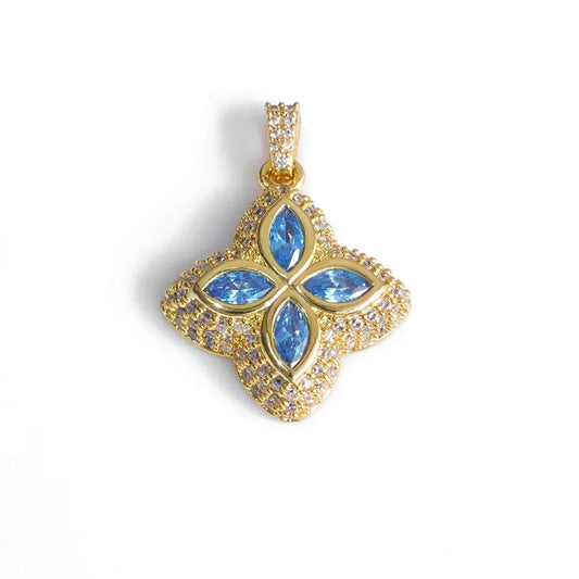 Colorful Four-Leaf Clover Pendant Necklace Full Zircon Hip Hop Jewelry for Men | Caratix Jewelry - CaratixJewelry
