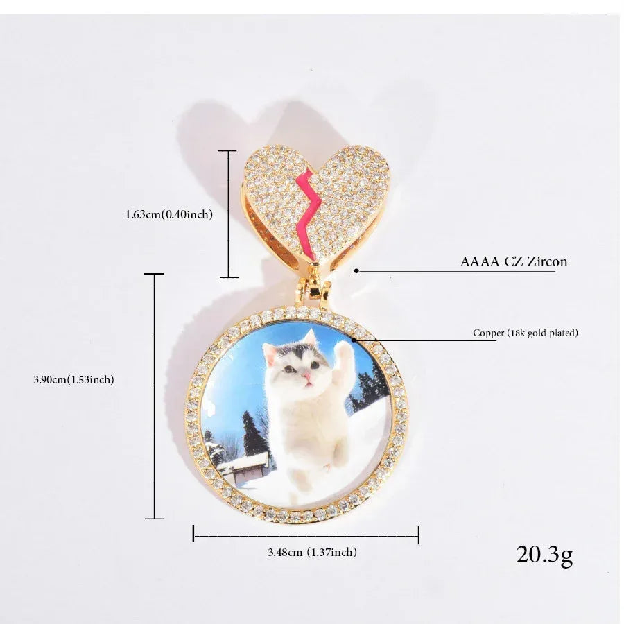 Epoxy Photo Pendant Necklace | Iced Out CZ Custom Picture Hip Hop DIY Jewelry - CaratixJewelry