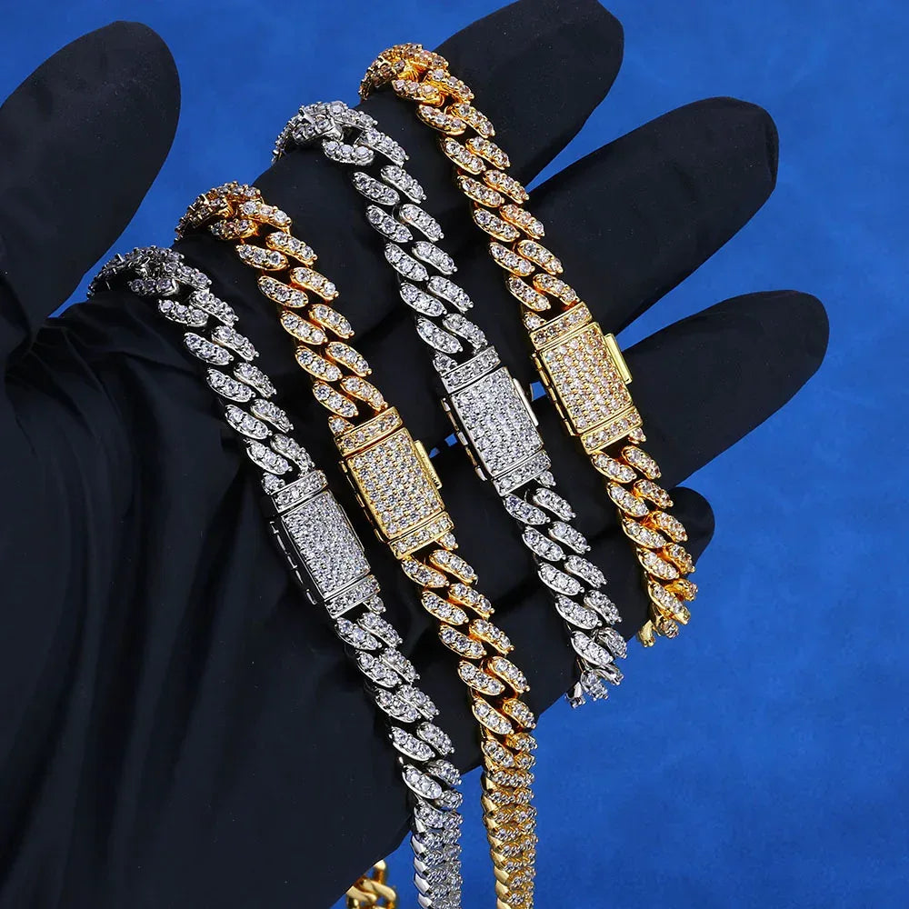 Hip Hop Jewelry 8mm S925 Silver Single Row CZ Cuban Link Necklace – Luxury Women’s Fashion Jewelry | Caratix Jewelry - CaratixJewelry