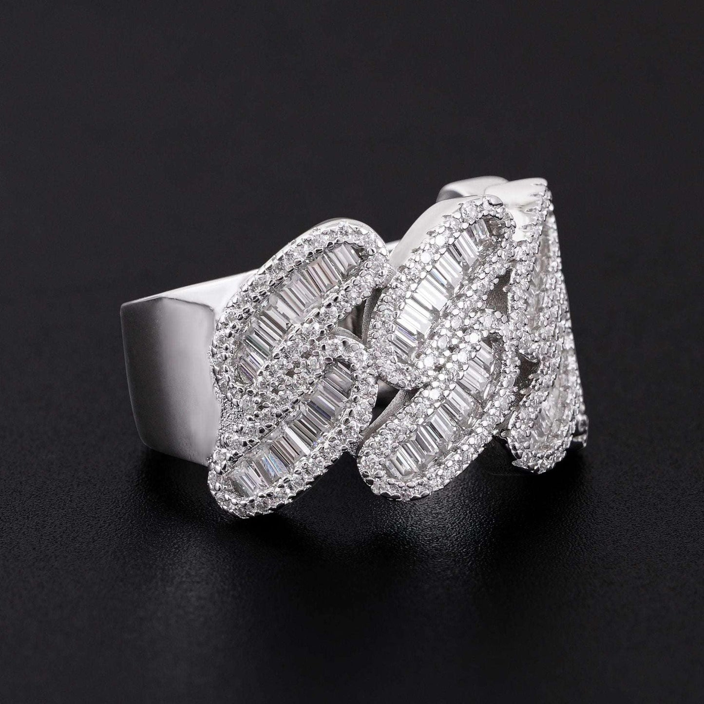 D-Color Step-Cut Moissanite Ring | S925 Silver Unisex Iced Out Hip Hop Jewelry - CaratixJewelry