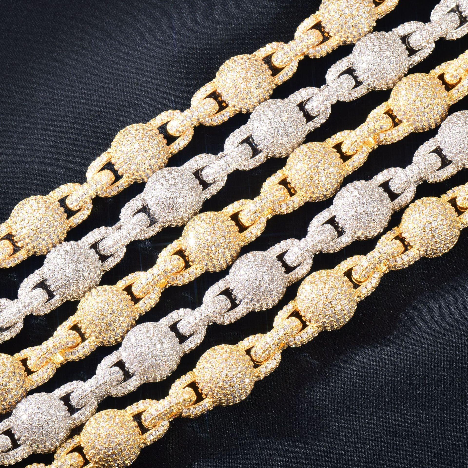 Iced Out Bead Ball Necklace with Copper & Zircon | Street Hip Hop Jewelry | Caratix Jewelry - CaratixJewelry