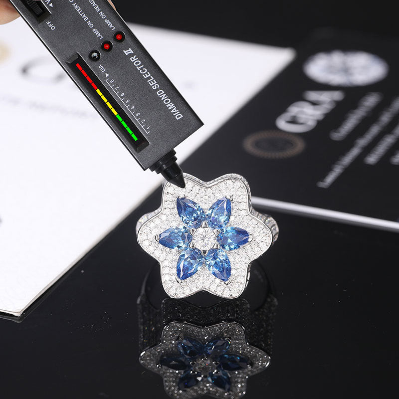 Moissanite Flower Cluster Ring S925 Y2K Hip Hop | Caratix