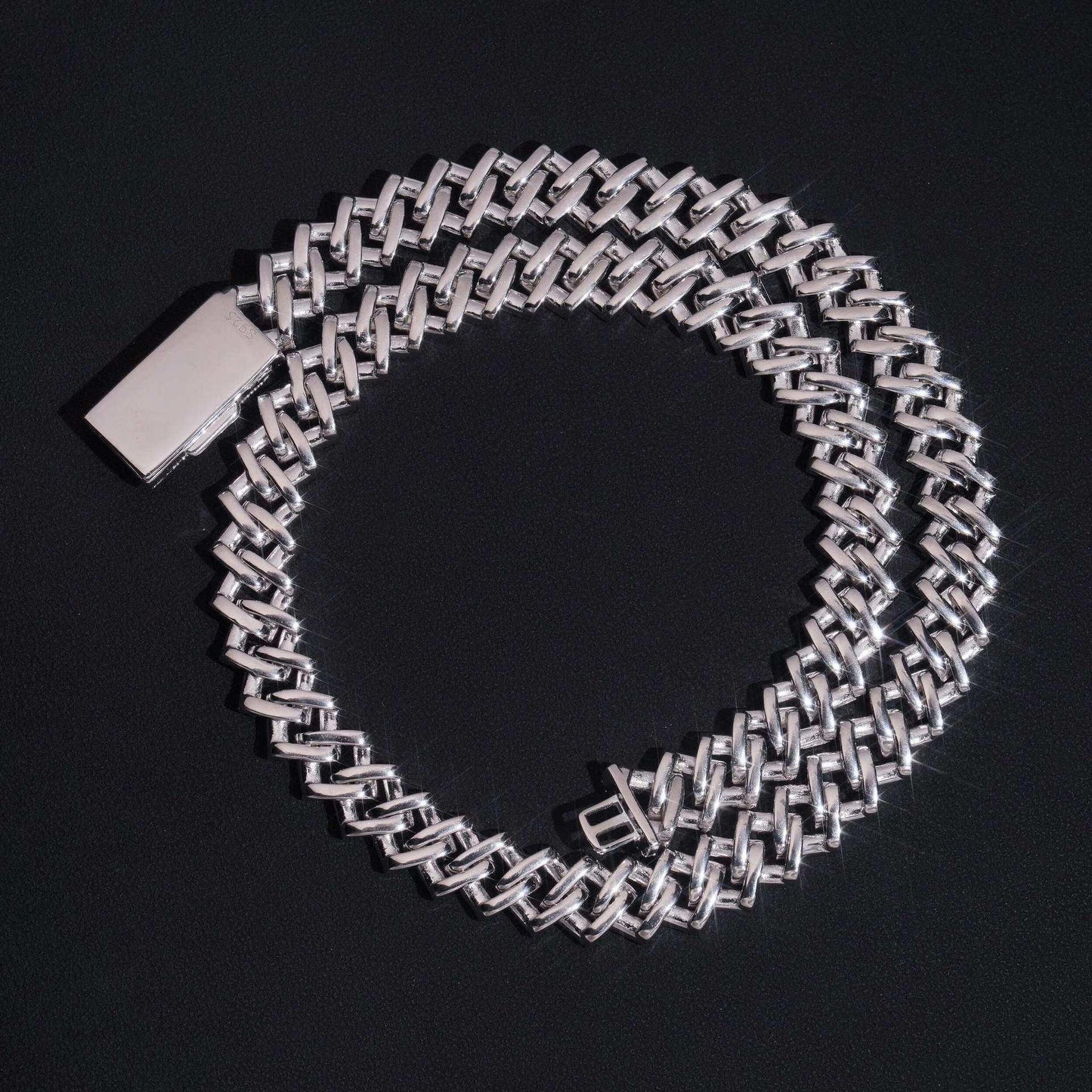 13mm Moissanite Cuban Link Necklace | S925 Silver Men’s Iced Out Hip Hop Chain - CaratixJewelry