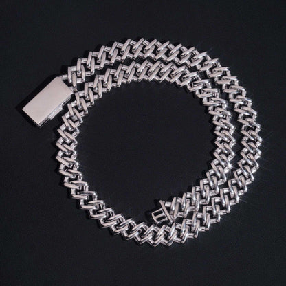 13mm Moissanite Cuban Link Necklace | S925 Silver Men’s Iced Out Hip Hop Chain - CaratixJewelry