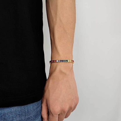 4mm Colorful Tennis Chain Bracelet with Square Micro-Pave Zircon | Caratix Jewelry - CaratixJewelry