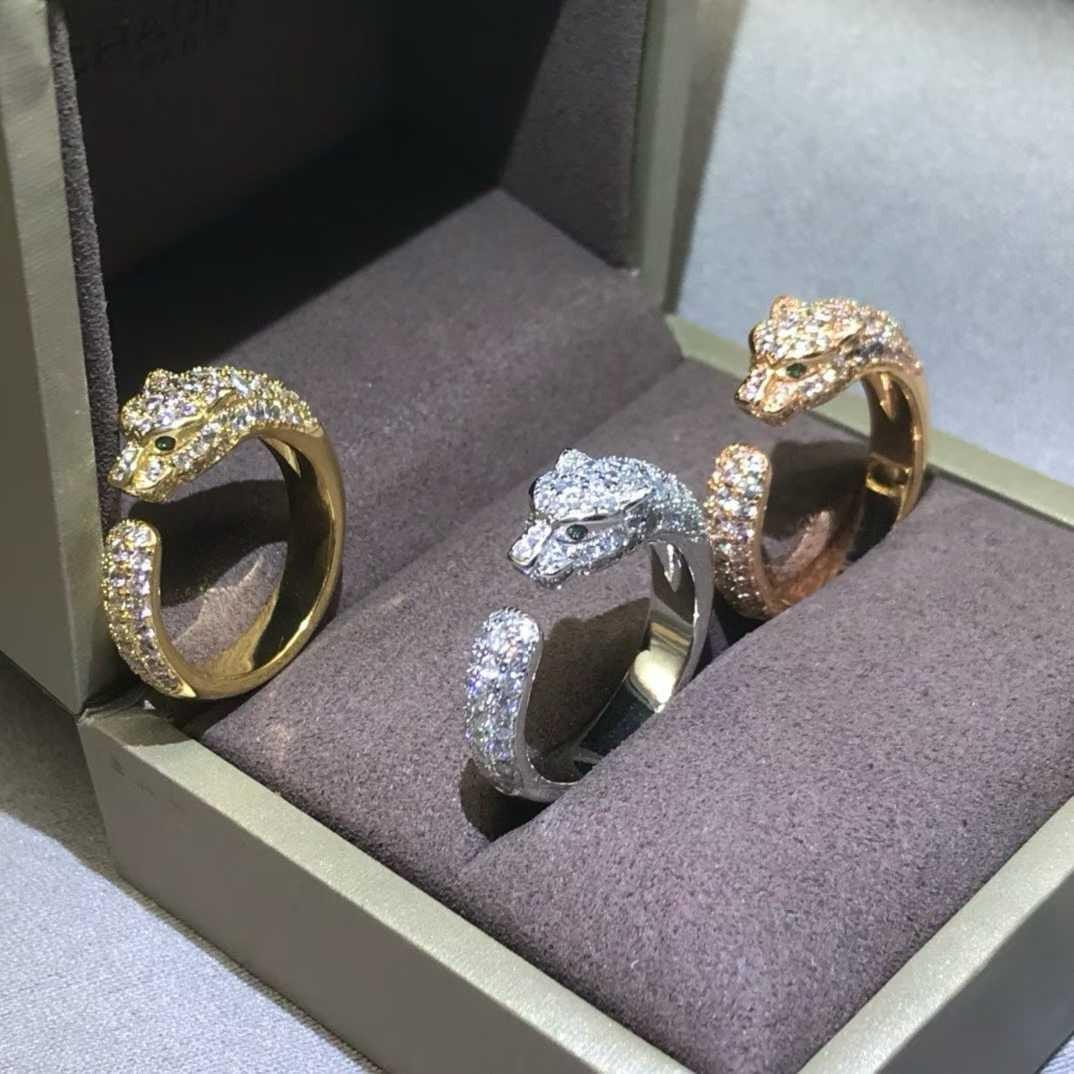 Women's Rose Gold Panther Ring | Iced Out Leopard Head Bypass Band | Caratix