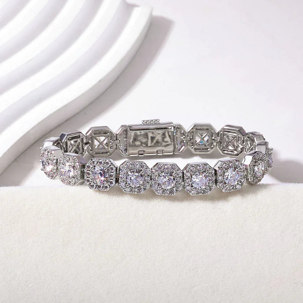 10mm Square Tennis Chain Iced-Out Zircon Bracelet for Men | Caratix Jewelry - CaratixJewelry